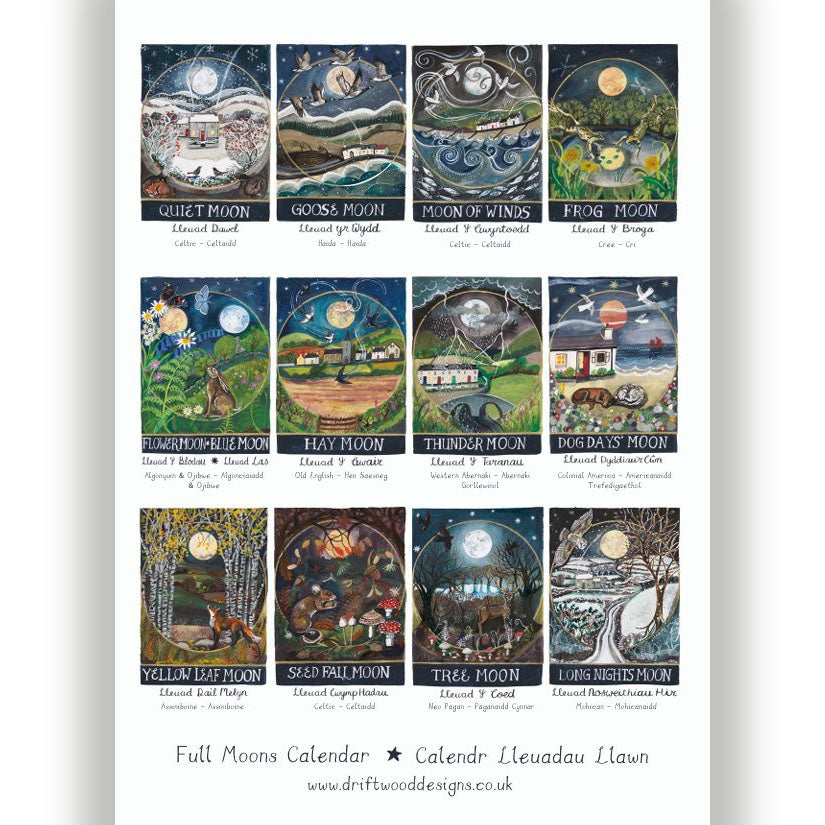 Calendar / Calendr - Full Moons - 2026