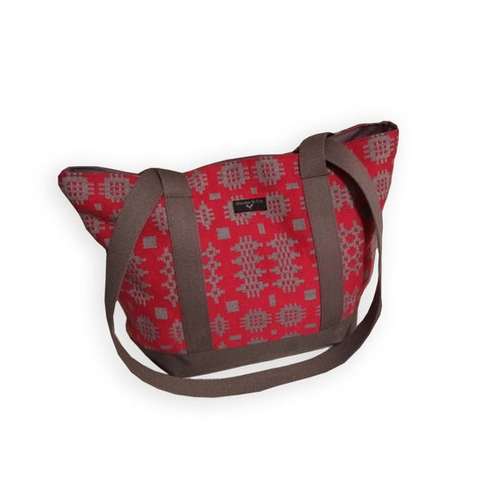 Shoulder Bag - Welsh Tapestry Print - Red & Grey - NEW