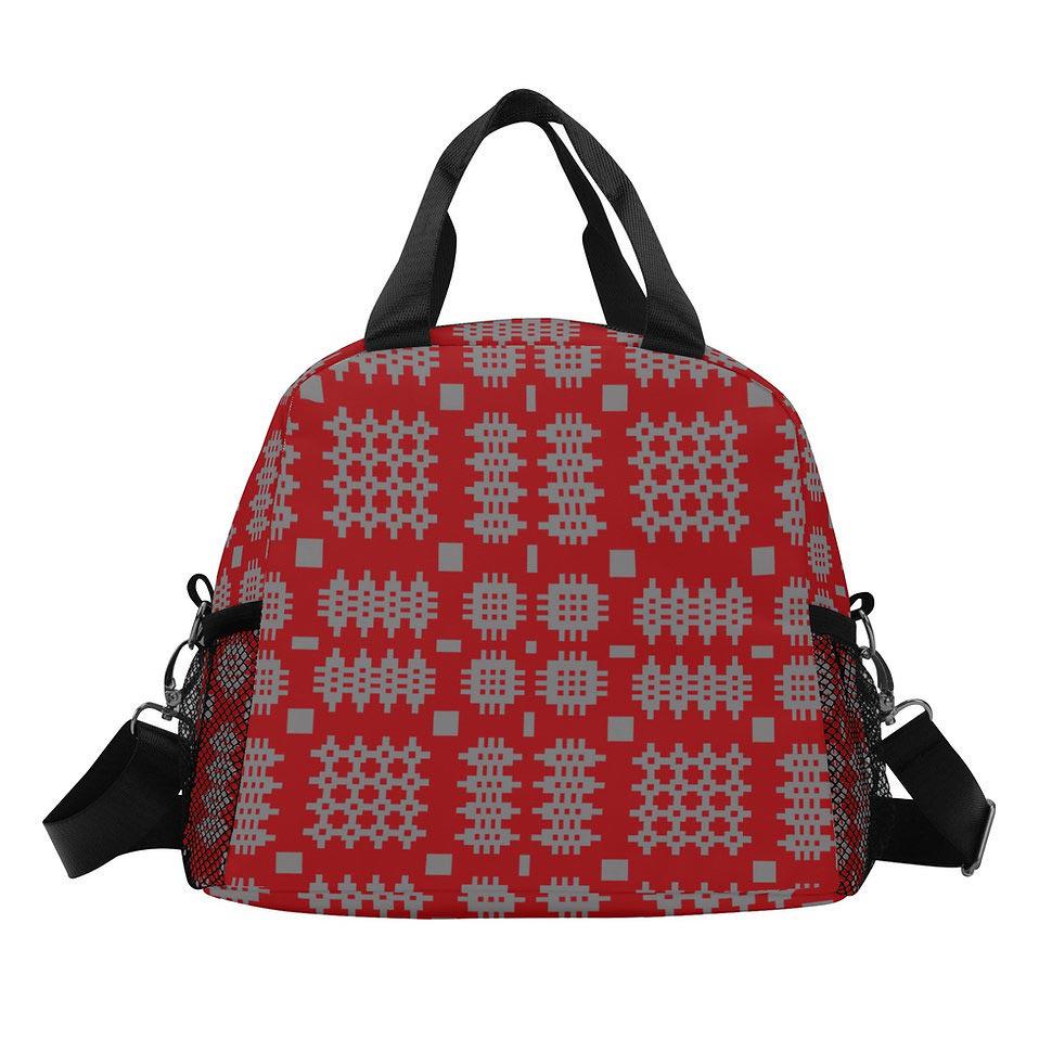 Lunch Bag - Welsh Tapestry Print - Red & Grey