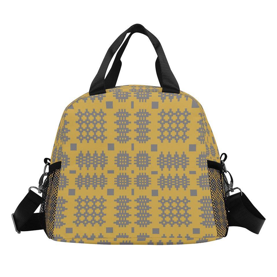Lunch Bag - Welsh Tapestry Print - Yellow & Grey