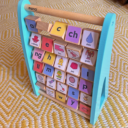 Alphabet Abacus - Mwnci - Wooden - Welsh Language (Preloved)