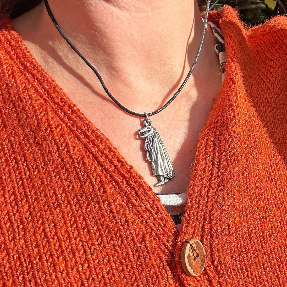 Necklace Pendant - Welsh Folk - Pewter - Mari Lwyd