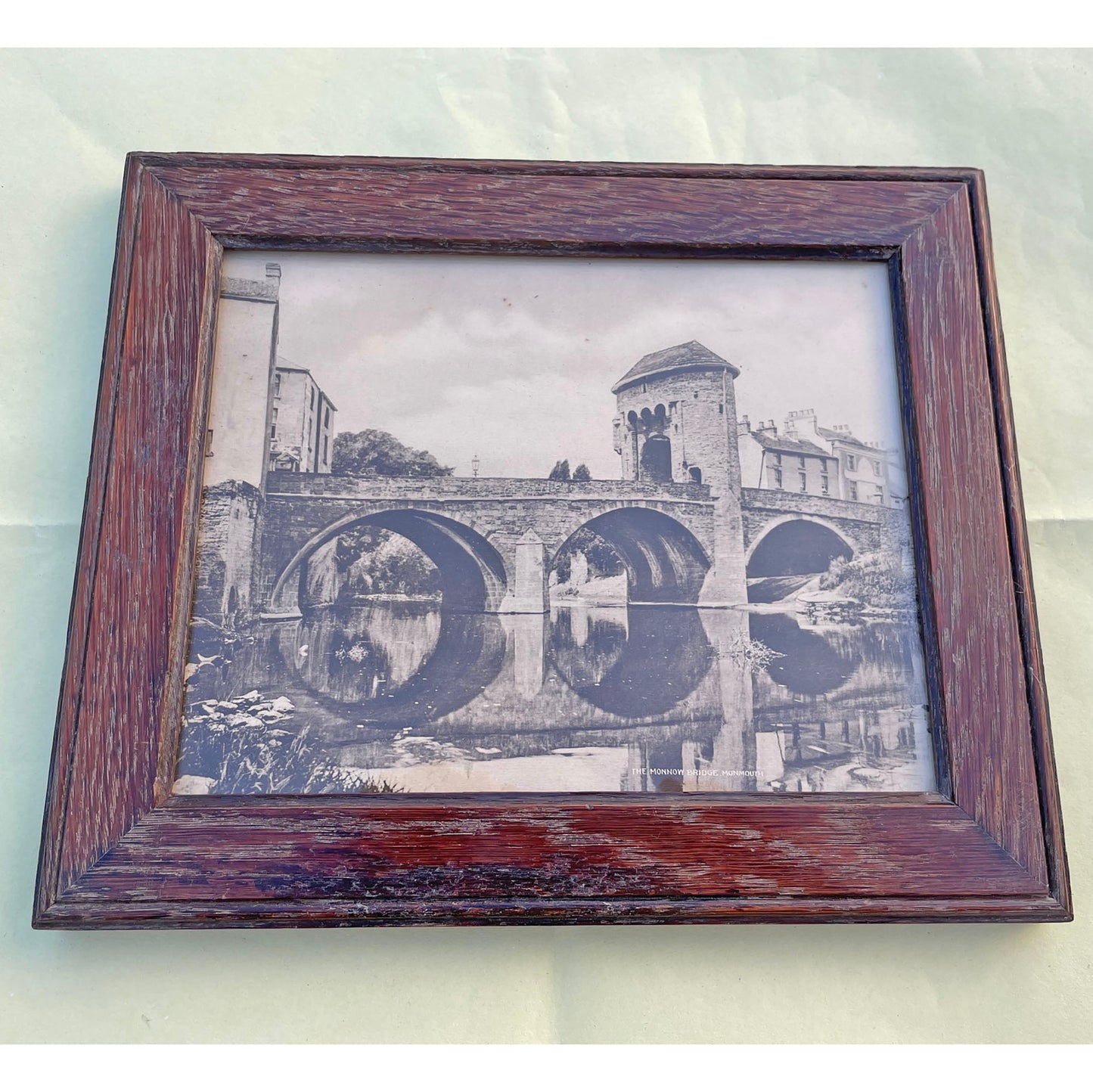 Original Antique Photograph - Solid Oak Frame - Monnow Bridge, Monmouth / Trefynwy (Preloved)