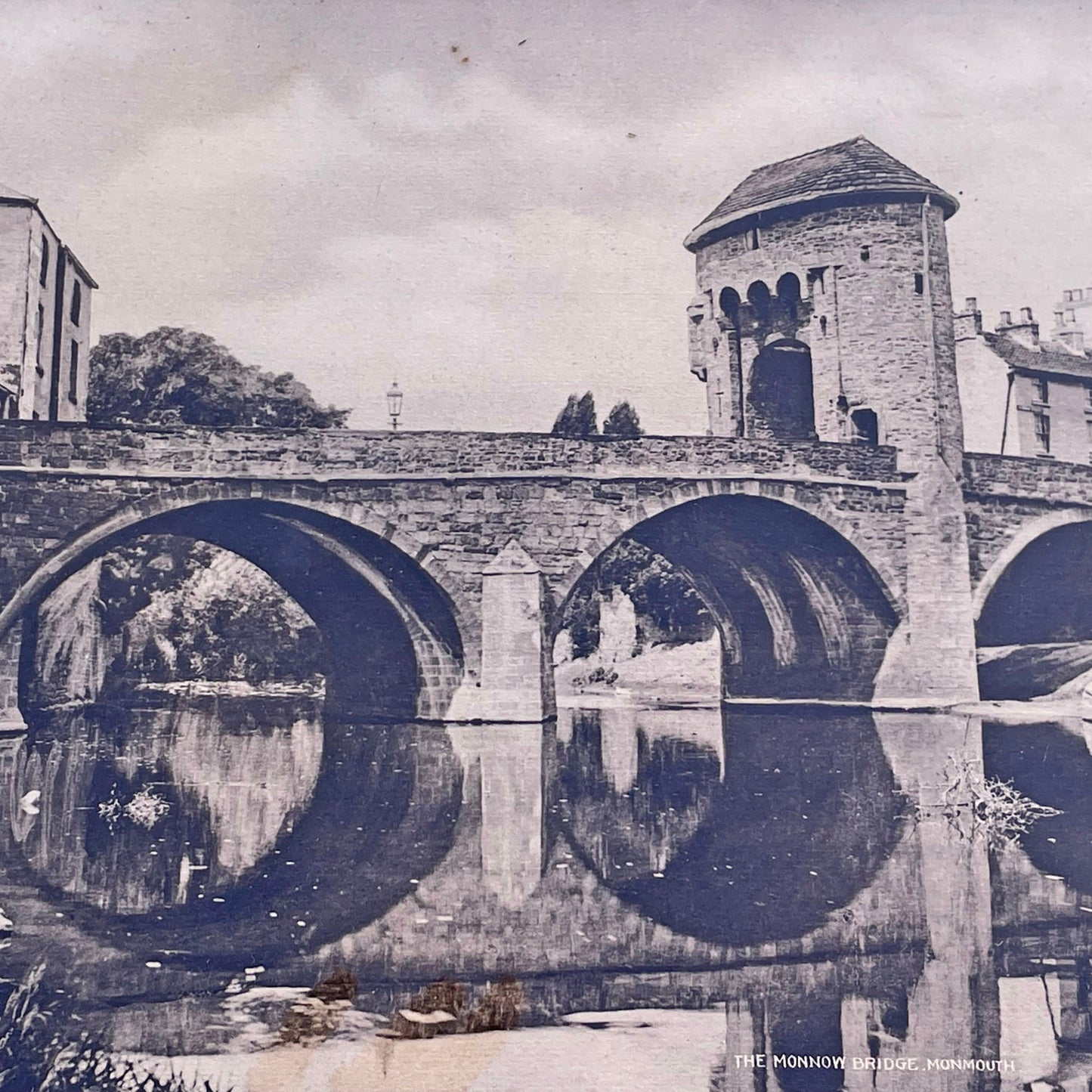 Original Antique Photograph - Solid Oak Frame - Monnow Bridge, Monmouth / Trefynwy (Preloved)