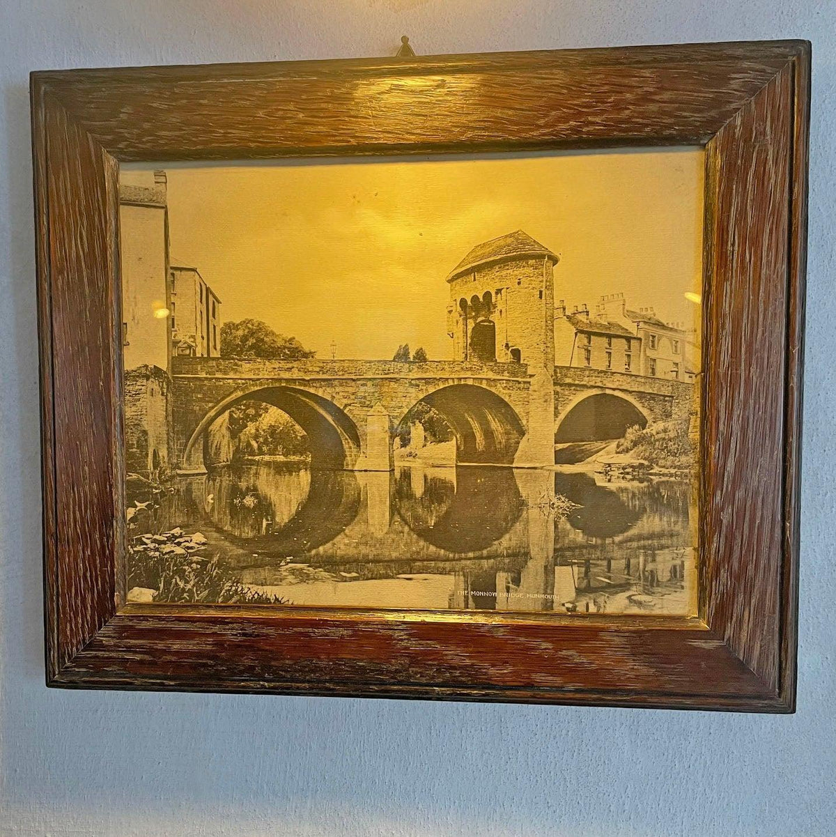 Original Antique Photograph - Solid Oak Frame - Monnow Bridge, Monmouth / Trefynwy (Preloved)