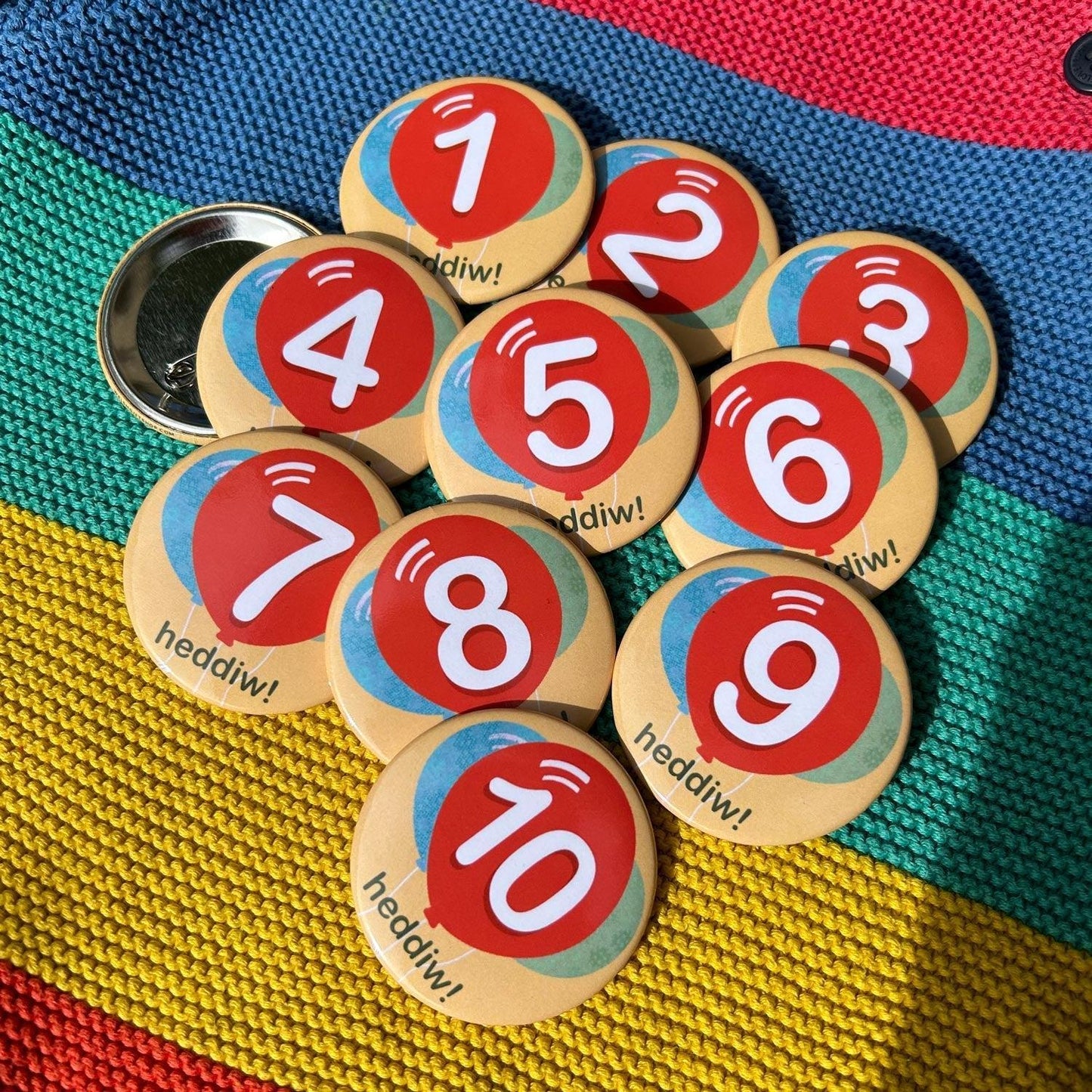 TRADE - Badge / Pin - Penblwydd Hapus! Happy Birthday! Choose Age x 6