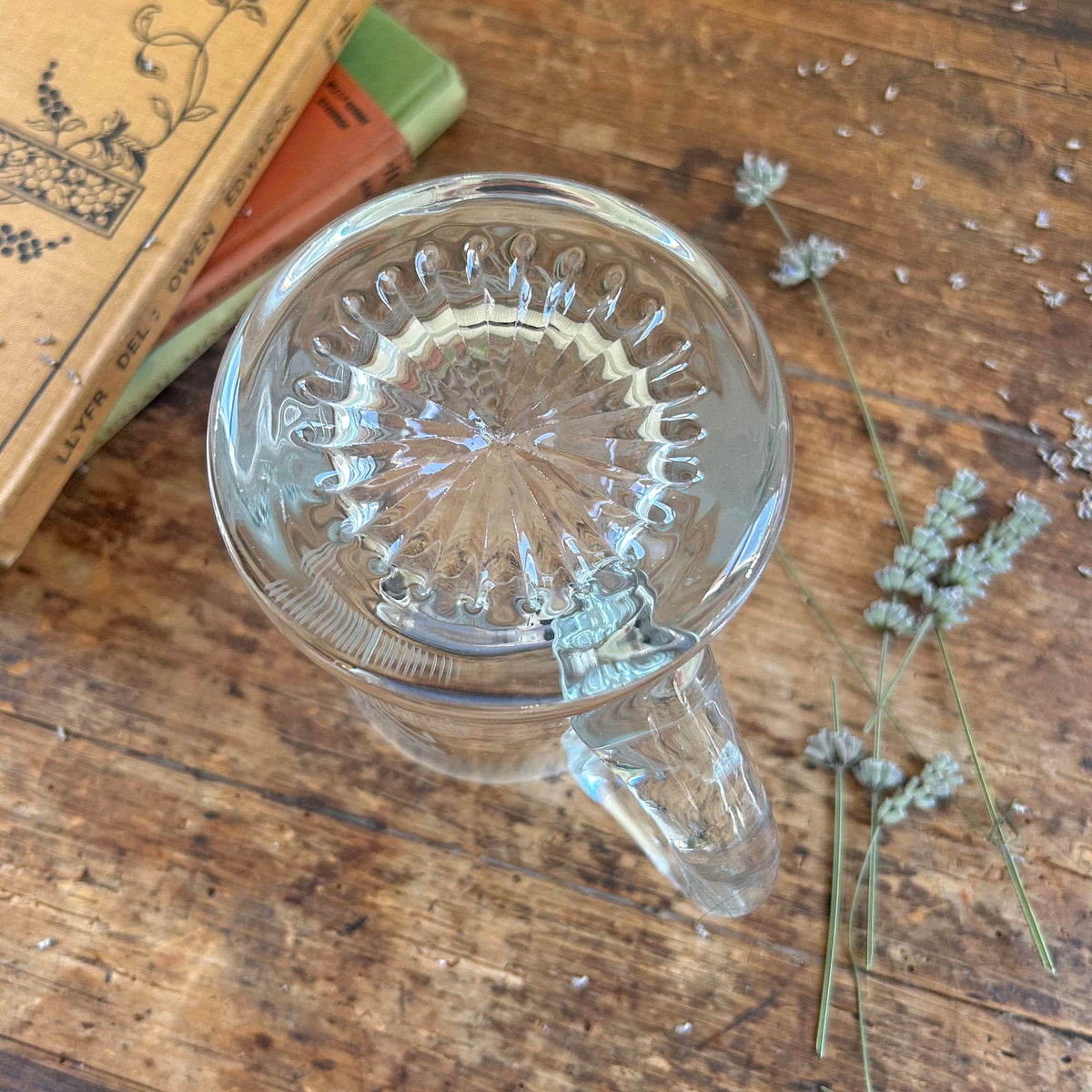 Pint Glass Tankard - Lead Crystal - Daffodil and Leek (Preloved)