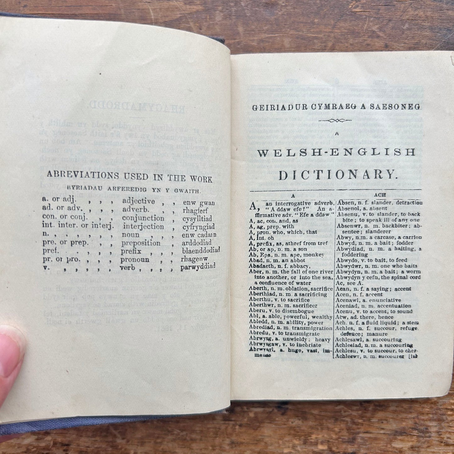 Pocket Dictionary / Geiriadur Llogell - Richards Welsh & English - Antique (Preloved)