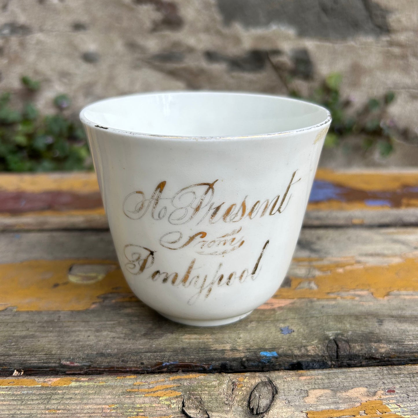 Tea Cup - Welsh Costumes - Antique Victorian Souvenir - Pontypool