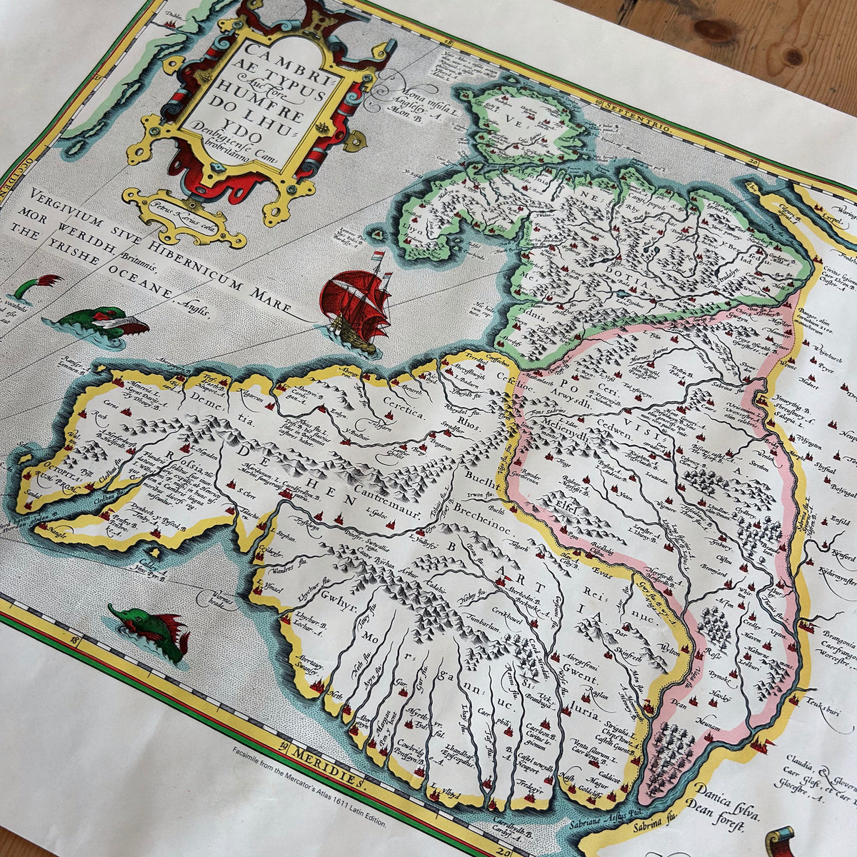 Print / Poster - Map Cynnar o Gymru / Cymru / Cambriae Typus - 1611 (Wedi'i ail-law)