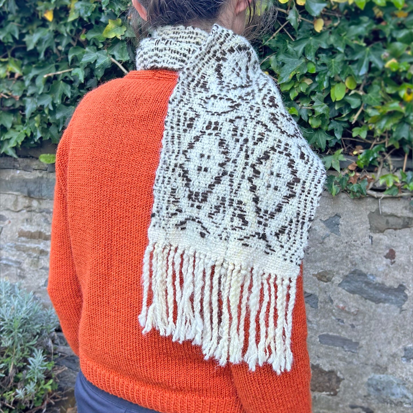 Scarf - Hand Spun / Woven in Wales - Natural Wool - Tapestry (Preloved / NWT)