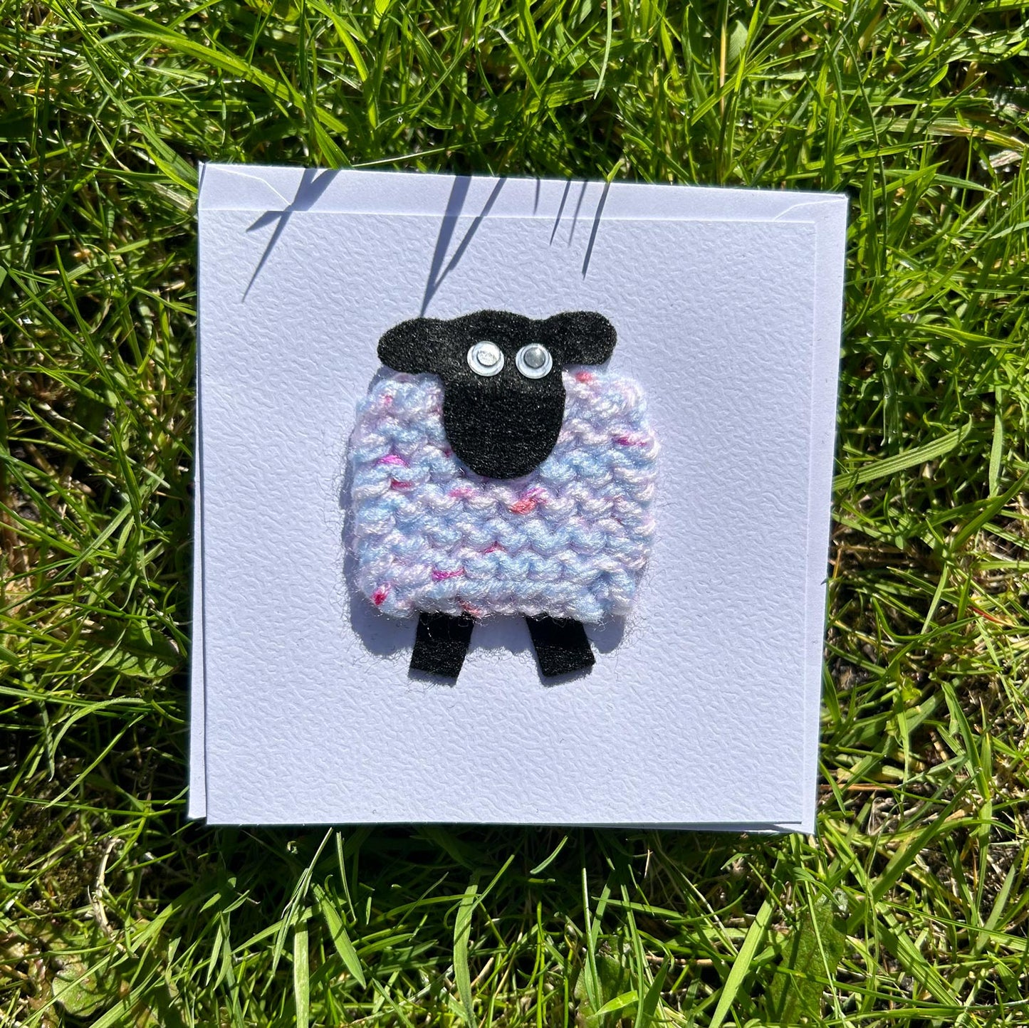 Greeting Card - Welsh Knitted Sheep - Handmade