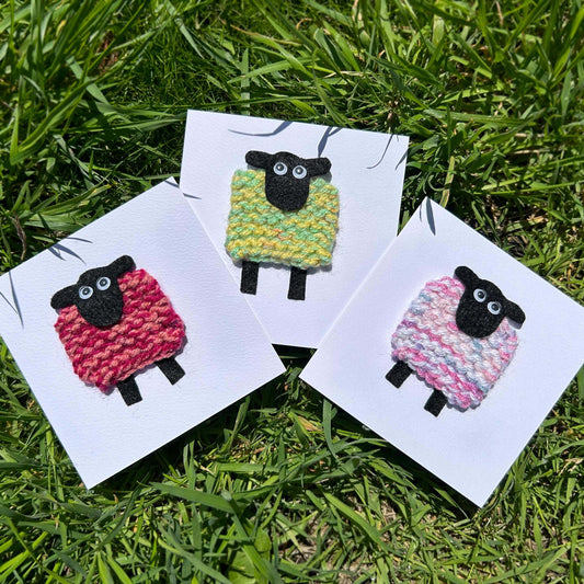 Greeting Card - Welsh Knitted Sheep - Handmade