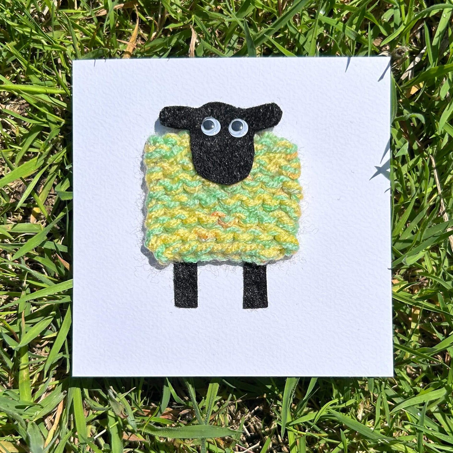 Greeting Card - Welsh Knitted Sheep - Handmade