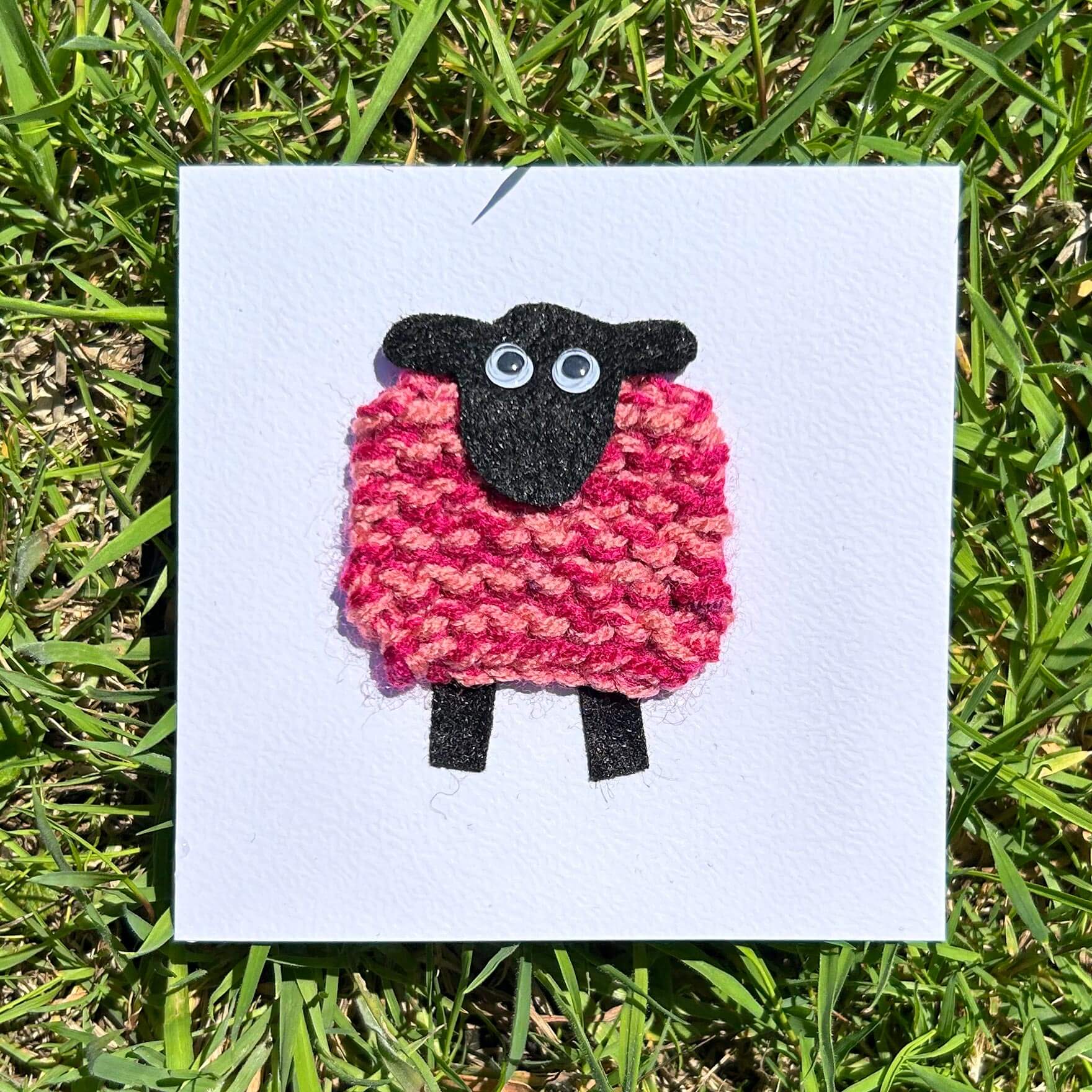 Greeting Card - Welsh Knitted Sheep - Handmade