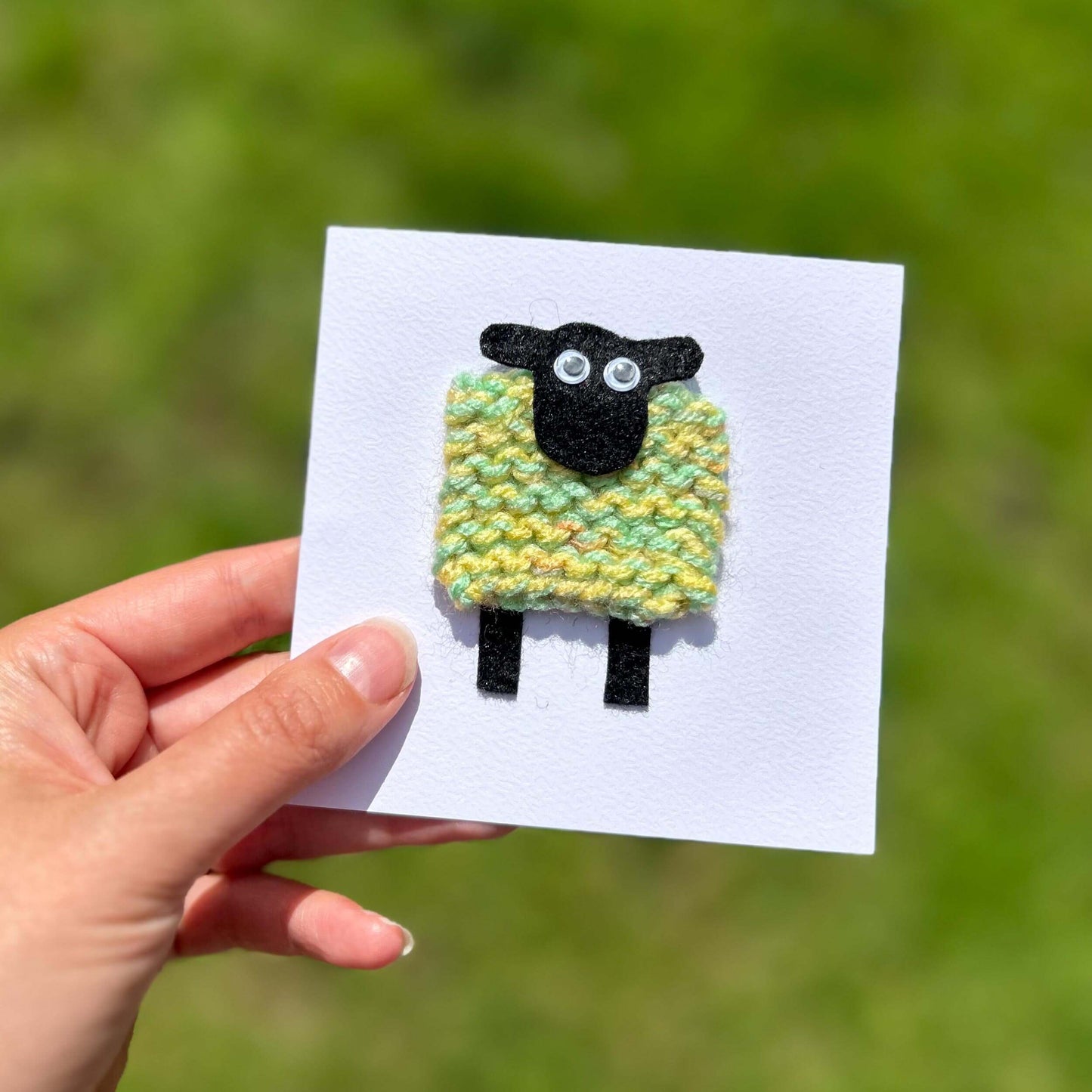 Greeting Card - Welsh Knitted Sheep - Handmade