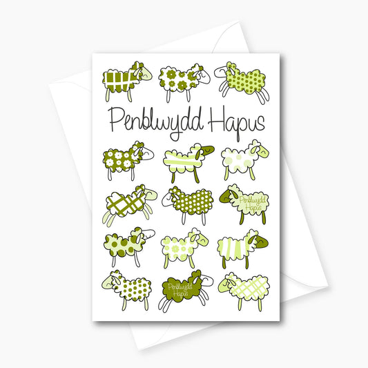 Card - Happy Birthday / Penblwydd Hapus - Sheep
