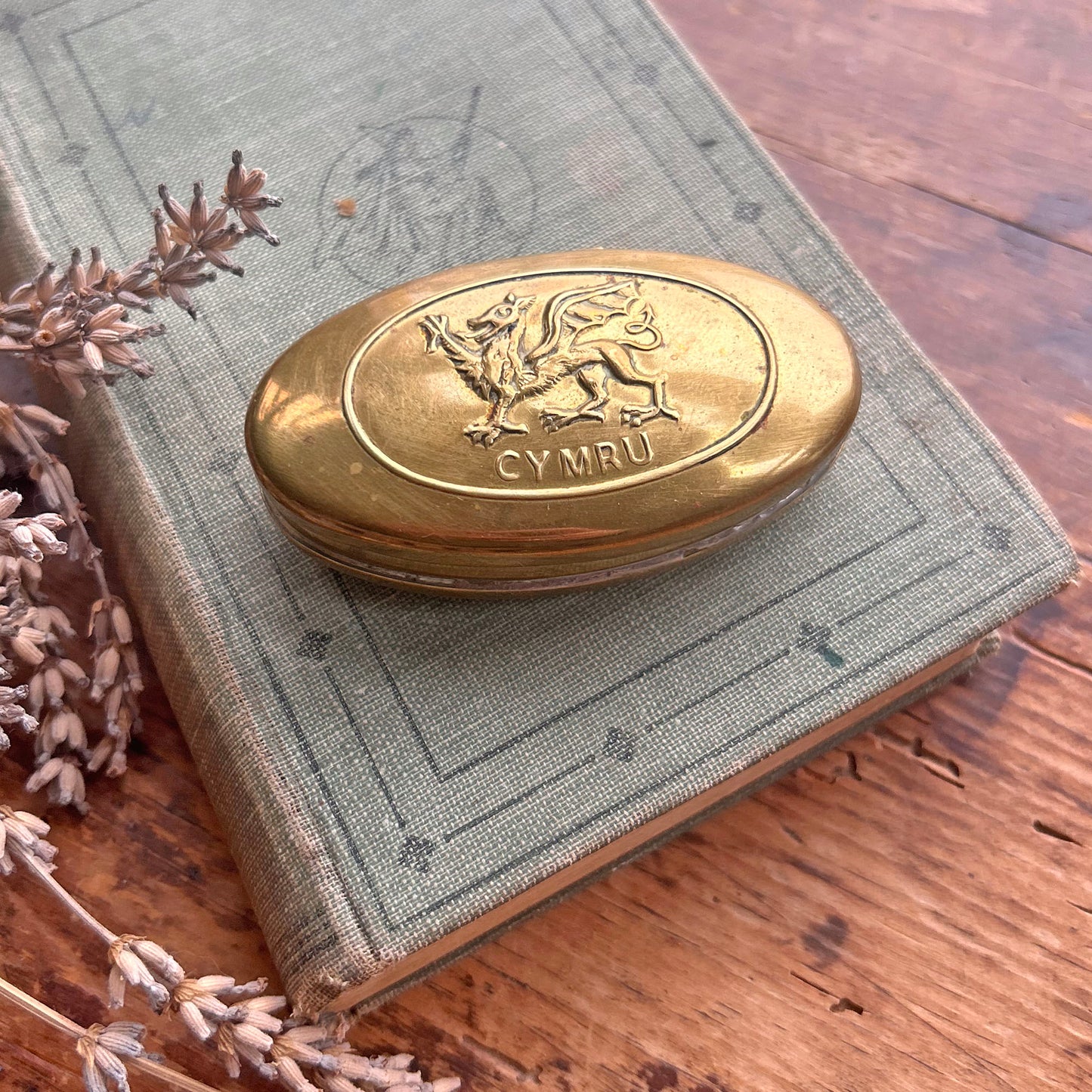 Snuff Box / Brass Oval Tin - Welsh Miner's - Cymru Dragon (Preloved)