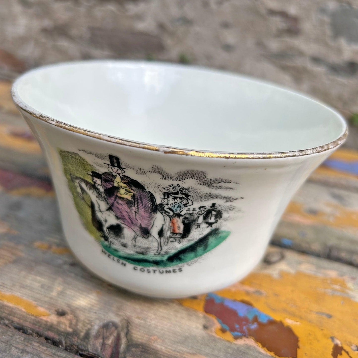 Sugar Bowl - Welsh Costumes - Antique Victorian Souvenir