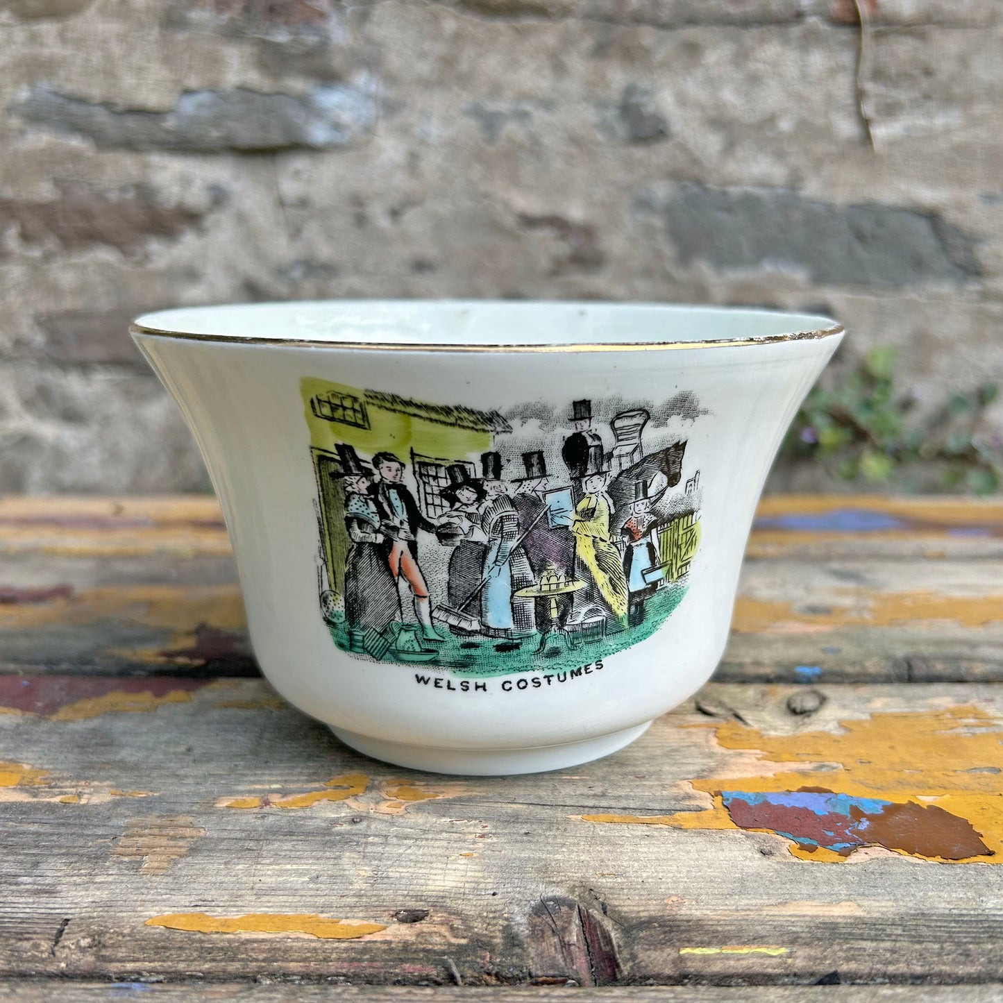 Sugar Bowl - Welsh Costumes - Antique Victorian Souvenir