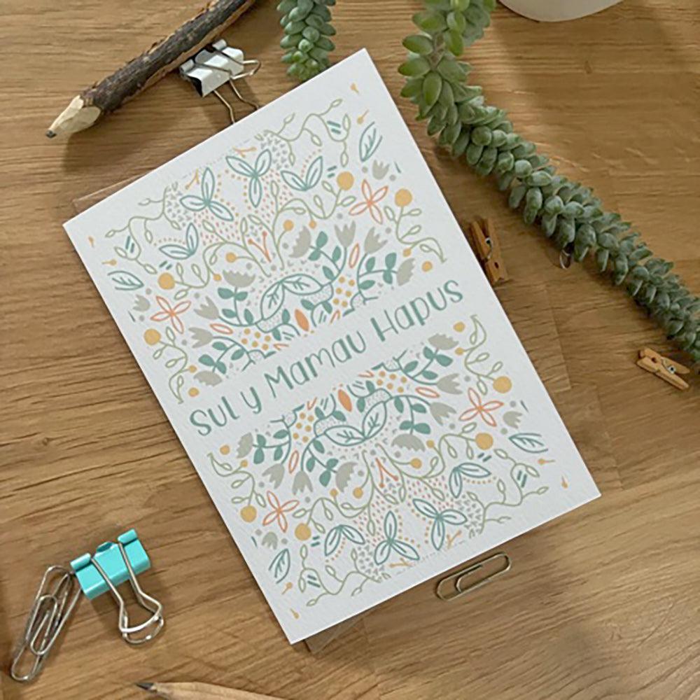 Card - Floral Sage Doodle - Sul y Mamau hapus