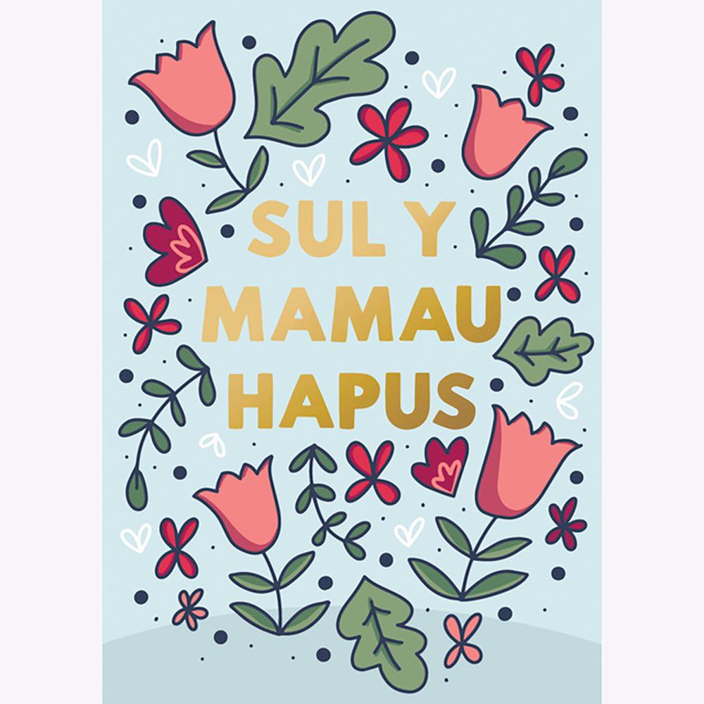 Cerdyn Cyfarch - Foiled - Sul y Mamau hapus - Duckegg
