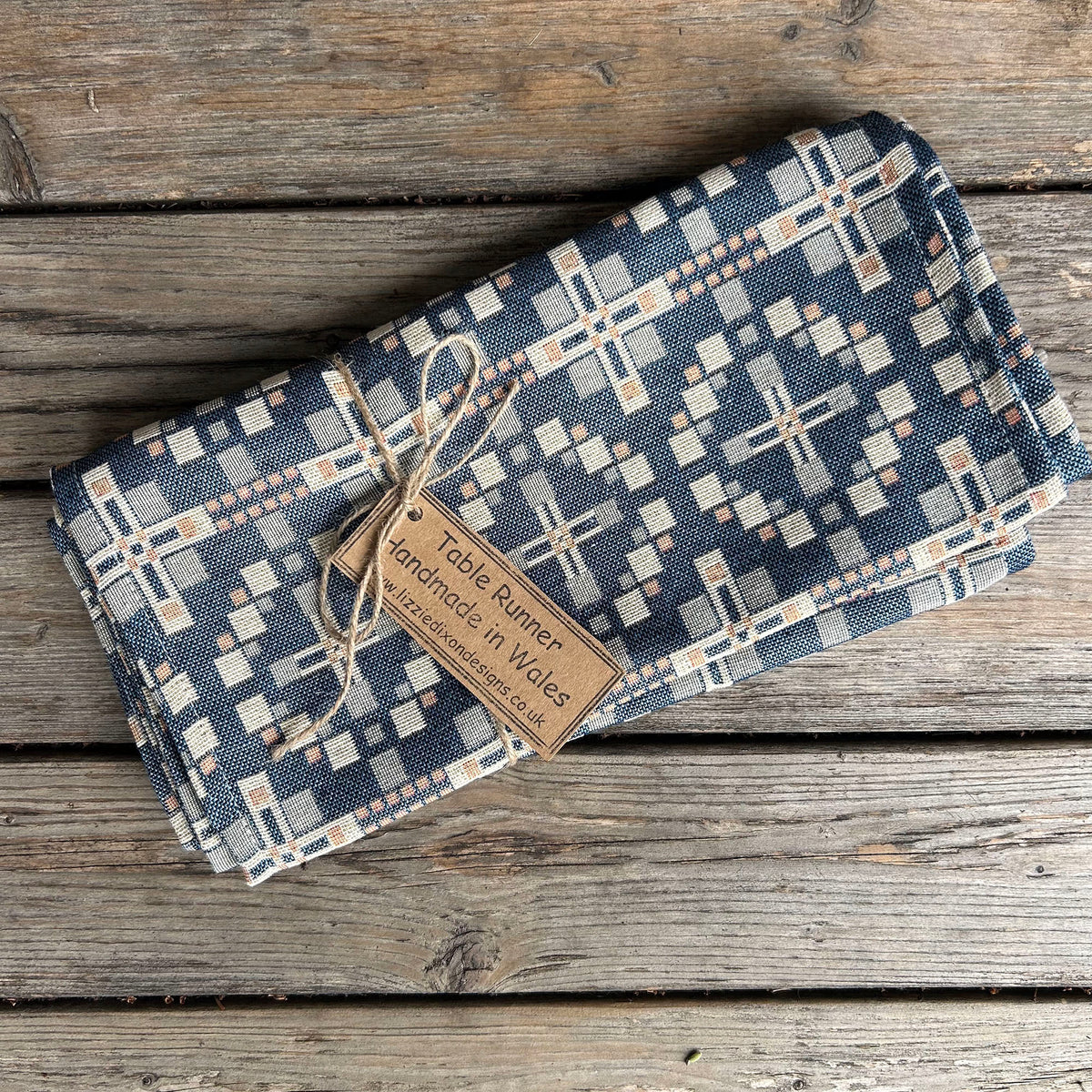 Table Runner - Welsh Tapestry Cross - Navy Blue