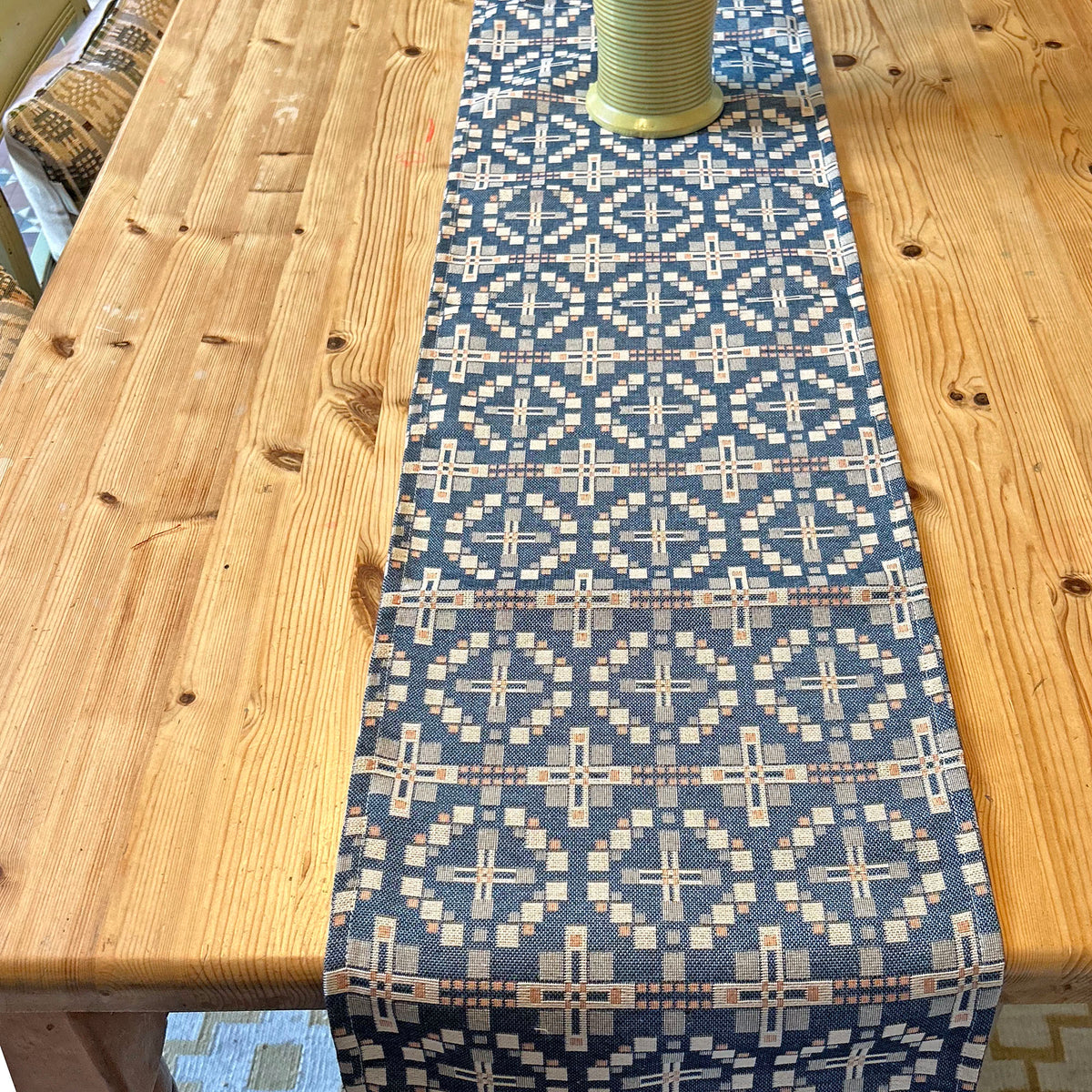 Table Runner - Welsh Tapestry Cross - Navy Blue