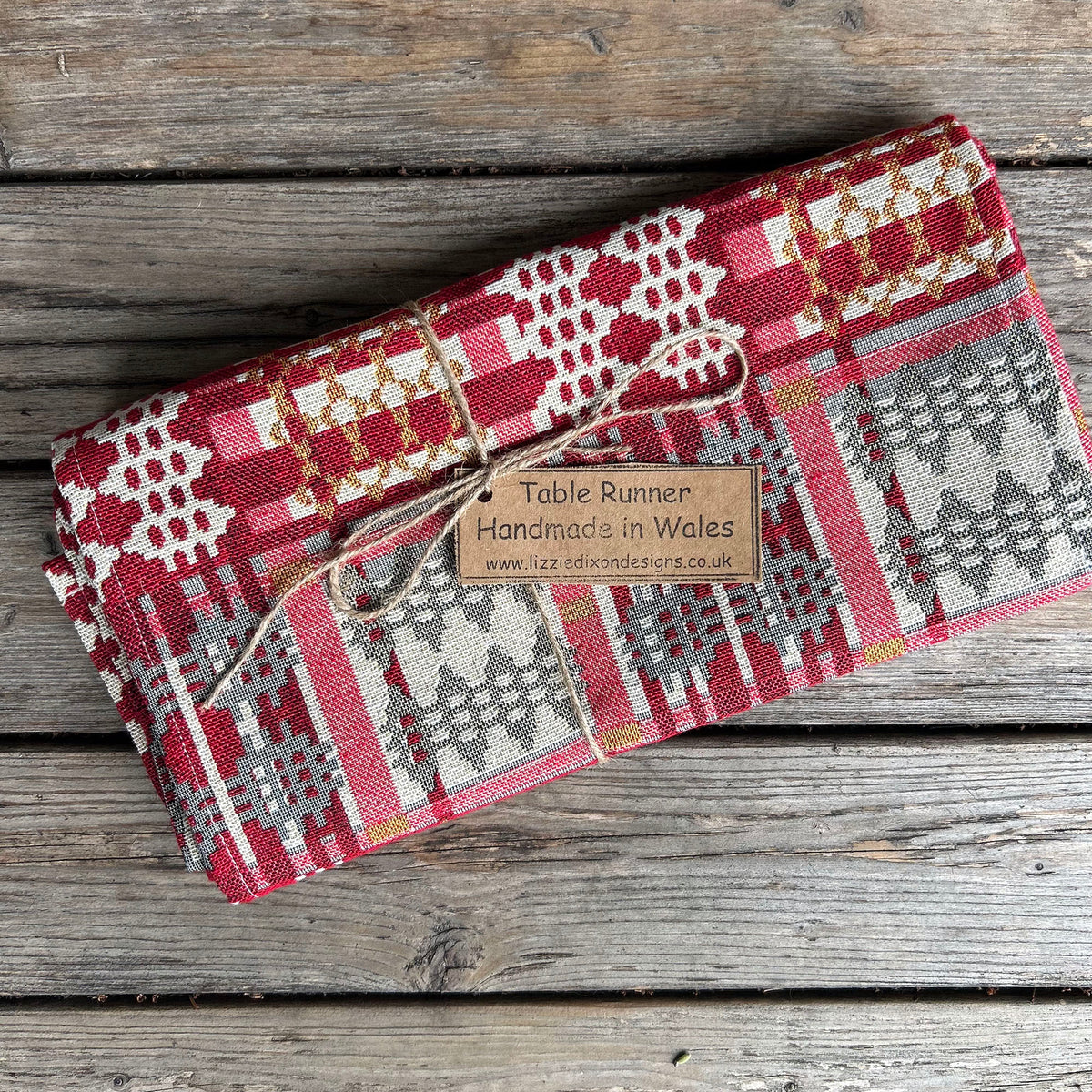 Table Runner - Welsh Tapestry Design - Christmas Red
