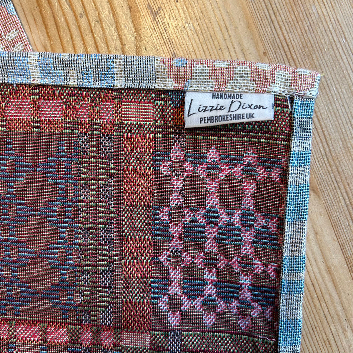 Table Runner - Welsh Tapestry Design - Pale Blue & Peach