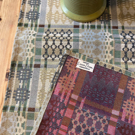 Table Runner - Welsh Tapestry Design - Sage Green & Ice Blue
