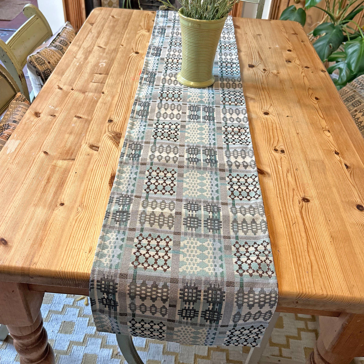 Table Runner - Welsh Tapestry Design - Sea Blue & Driftwood