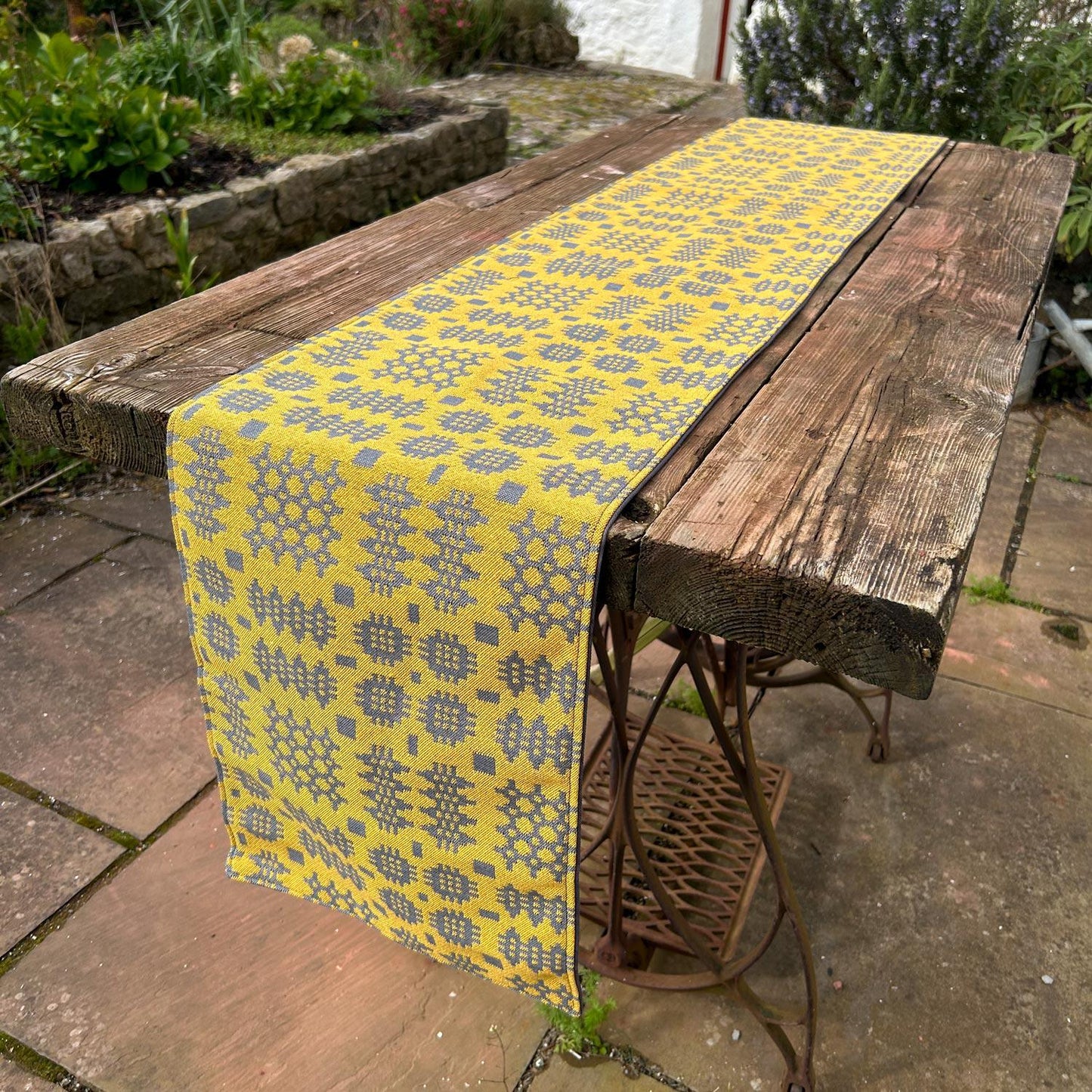 Table Runner - Welsh Tapestry Woven - Mustard Yellow