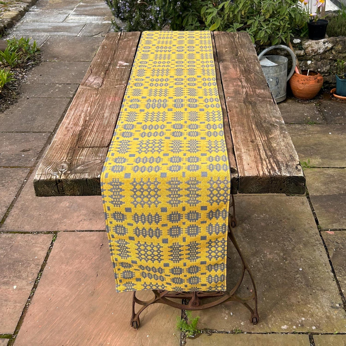 Table Runner - Welsh Tapestry Woven - Mustard Yellow