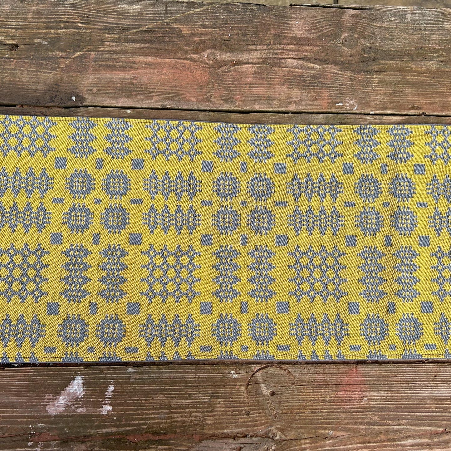 Table Runner - Welsh Tapestry Woven - Mustard Yellow