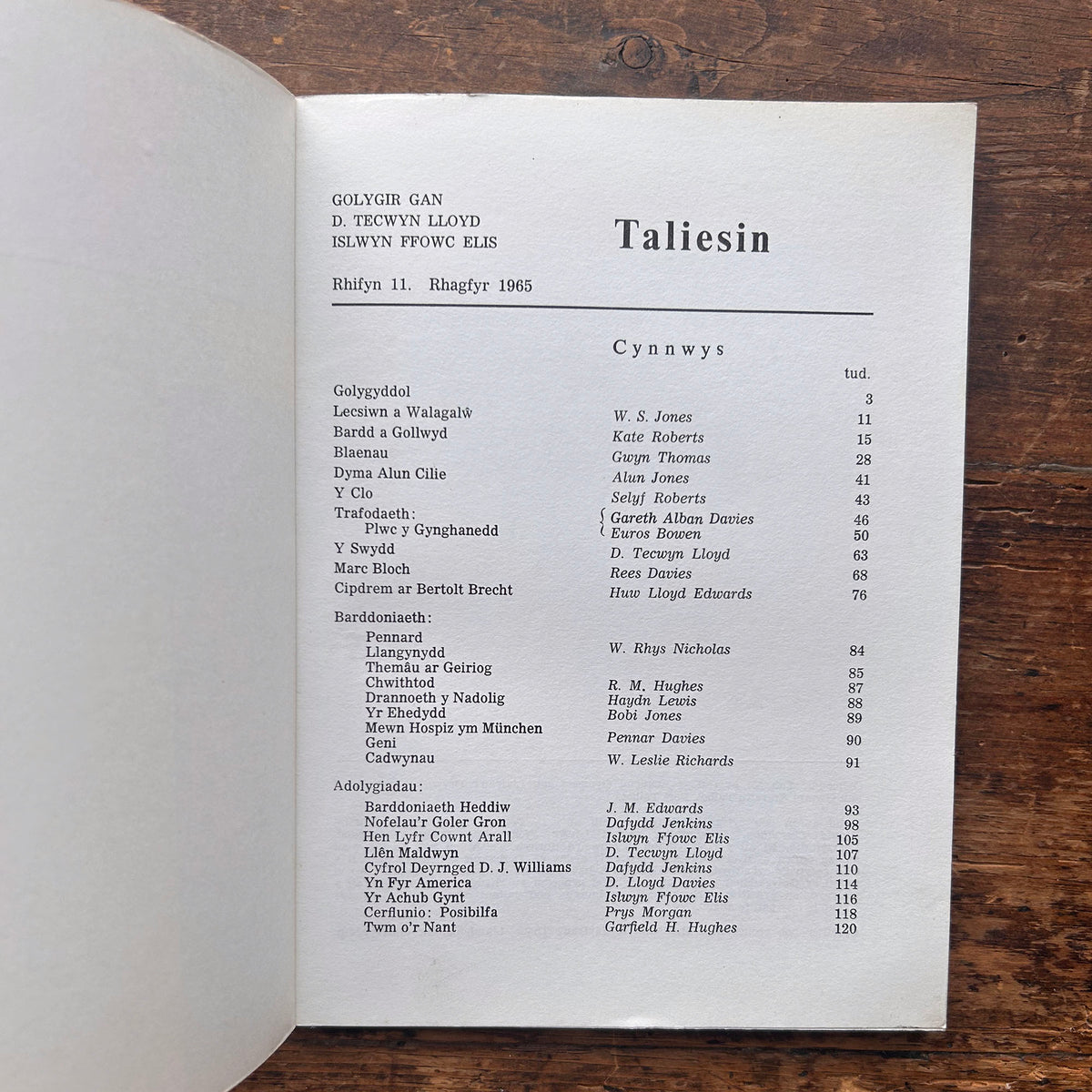 Taliesin - Cyfrol 11 - Rhagfyr 1965 (Preloved)