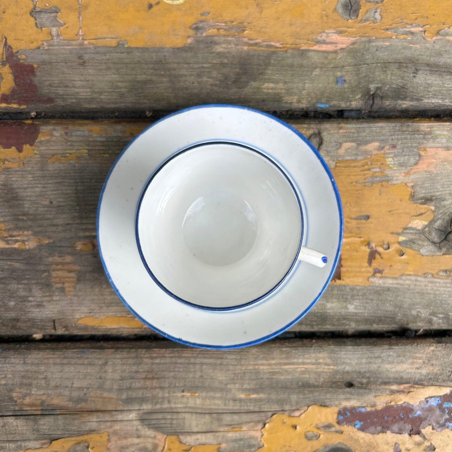 Small Cup & Saucer - Welsh Costumes - Antique Victorian Souvenir (Preloved)