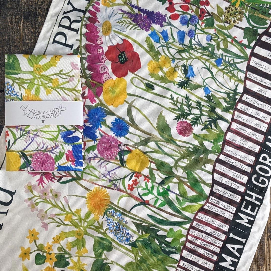 Tea Towel - British Wildflowers - Blodau Gwyllt Prydain