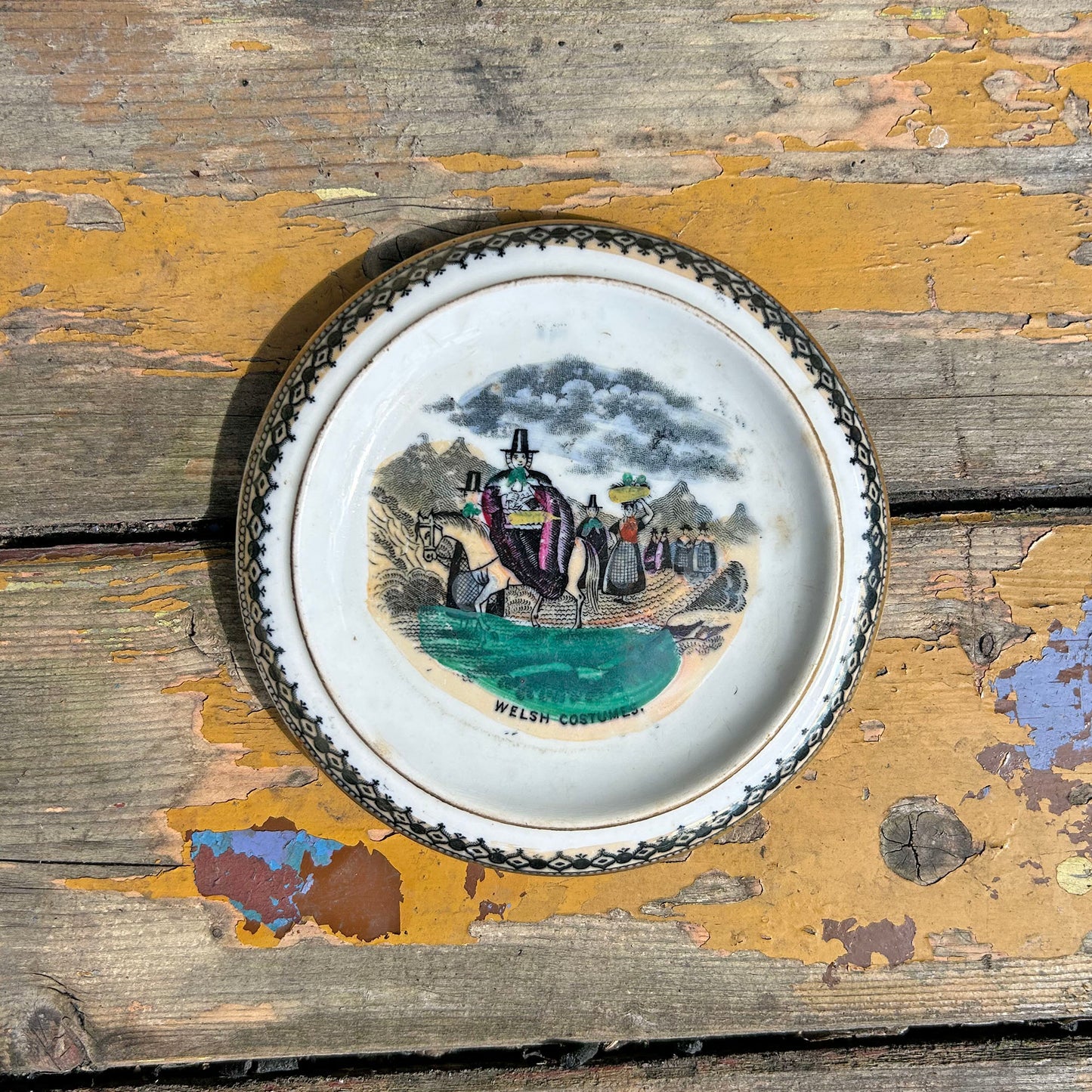 Teapot Stand - Welsh Costumes - Antique Victorian Souvenir - RARE