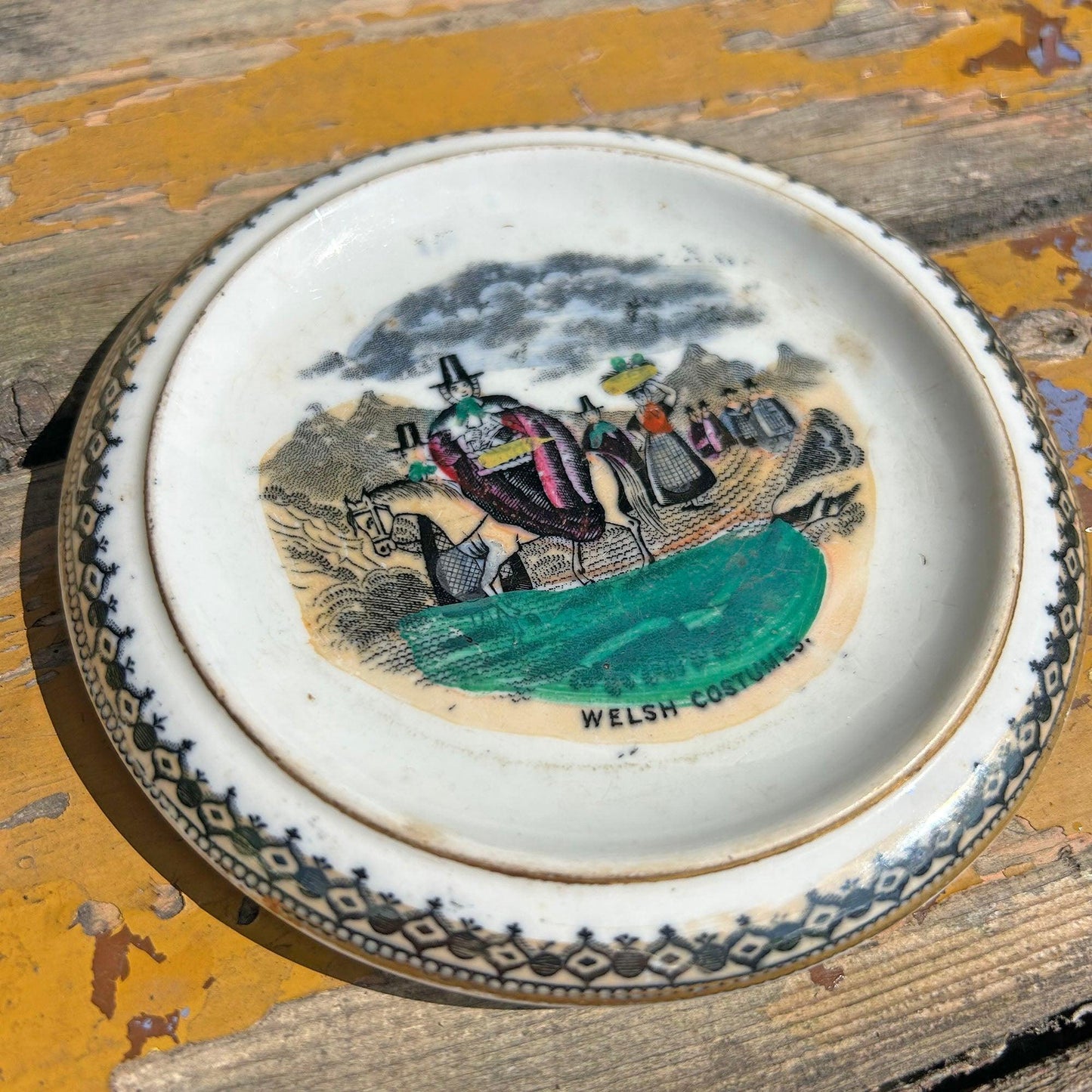 Teapot Stand - Welsh Costumes - Antique Victorian Souvenir - RARE