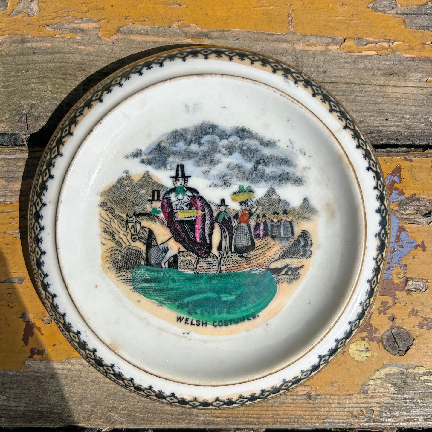 Teapot Stand - Welsh Costumes - Antique Victorian Souvenir - RARE