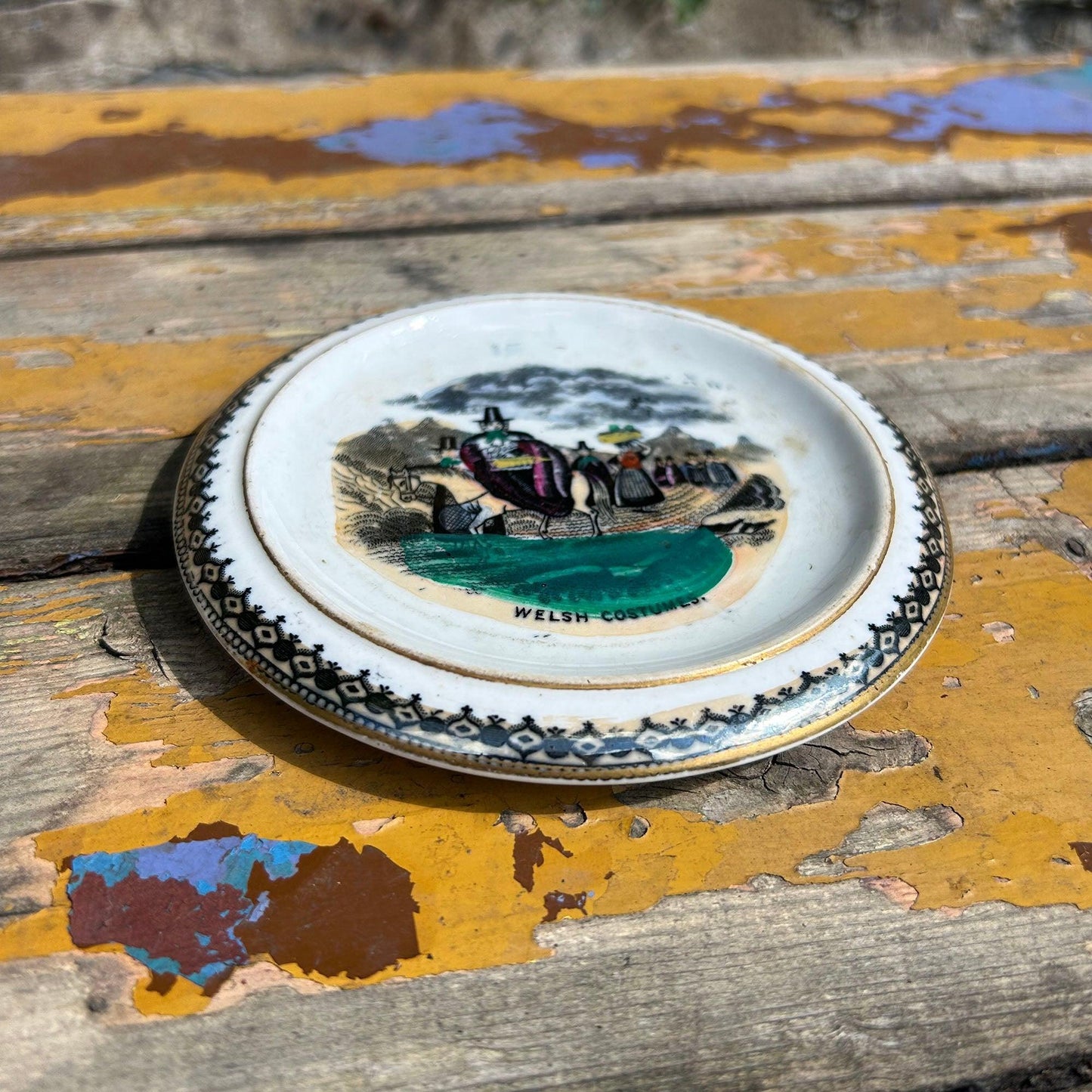 Teapot Stand - Welsh Costumes - Antique Victorian Souvenir - RARE