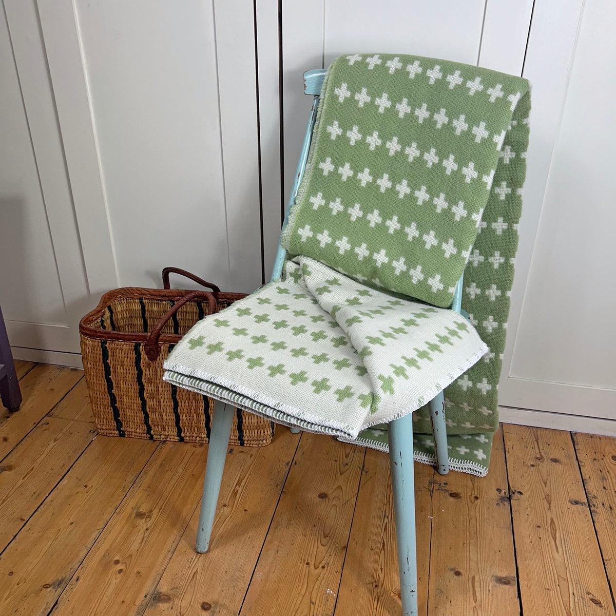 Throw / Blanket - New Wool - Tweedmill Cross - Fern Green