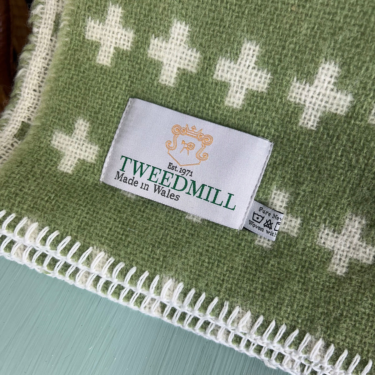 Throw / Blanket - New Wool - Tweedmill Cross - Fern Green
