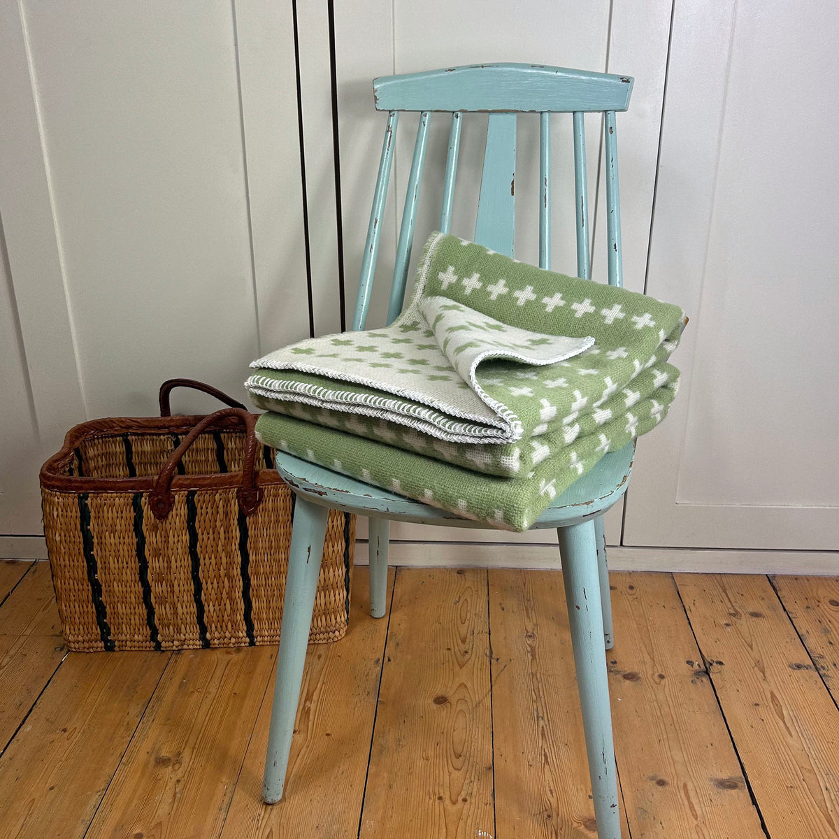 Throw / Blanket - New Wool - Tweedmill Cross - Fern Green