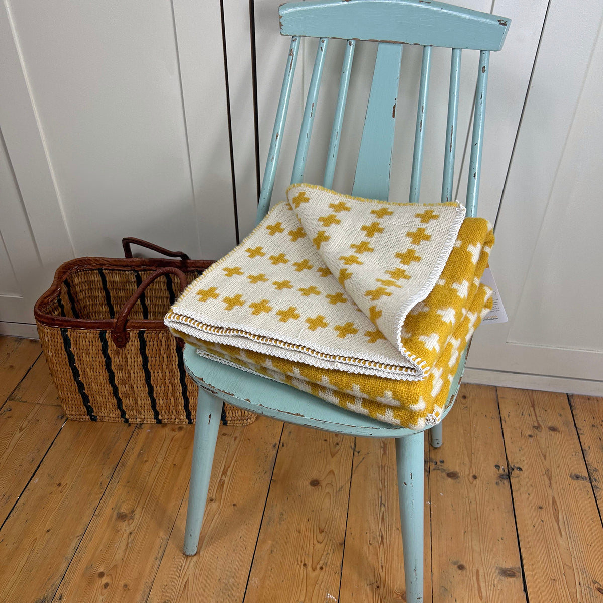 Throw / Blanket - New Wool - Tweedmill Cross - Yellow