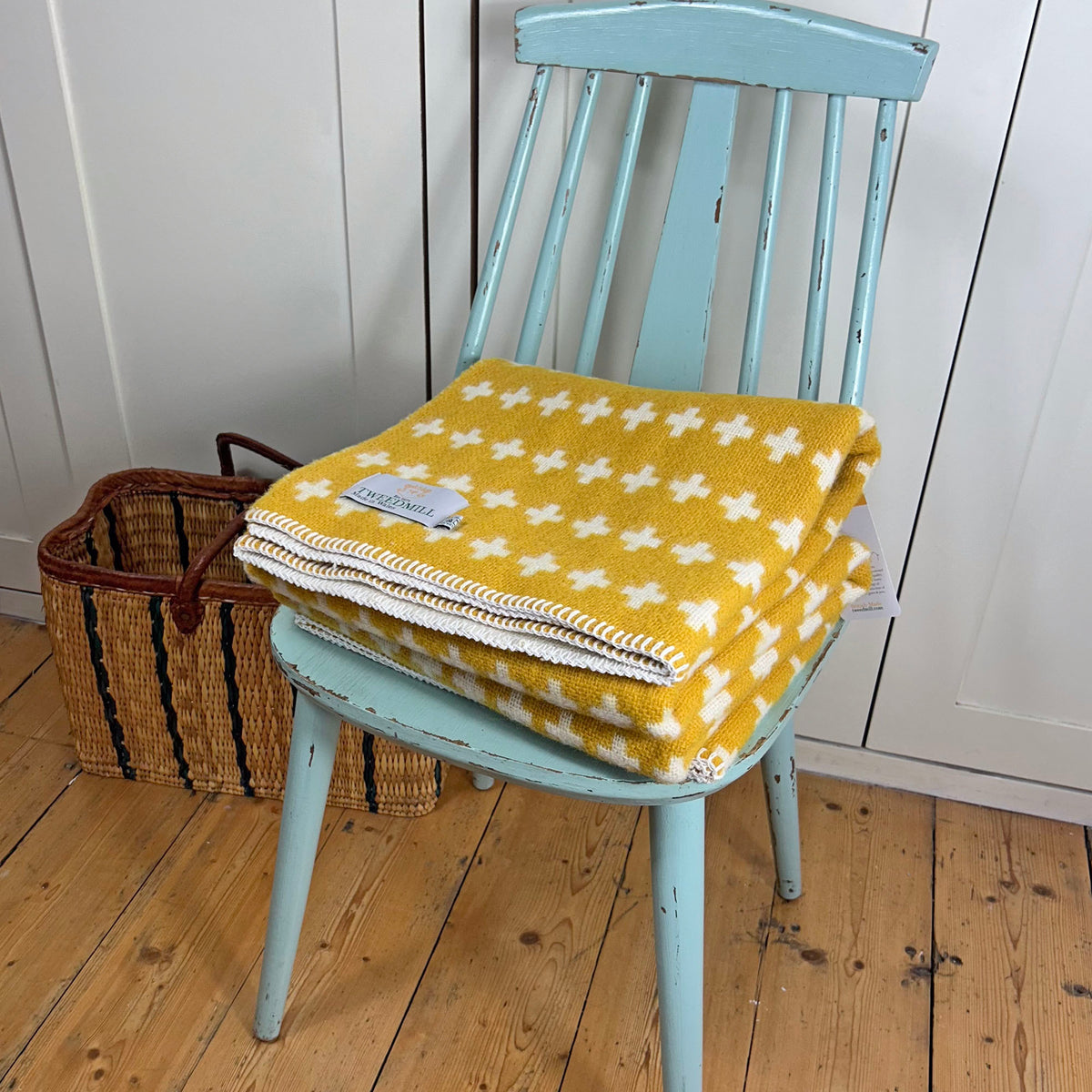 Throw / Blanket - New Wool - Tweedmill Cross - Yellow