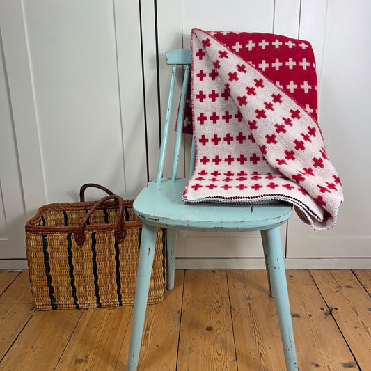 Throw / Blanket - New Wool - Tweedmill Cross - Red