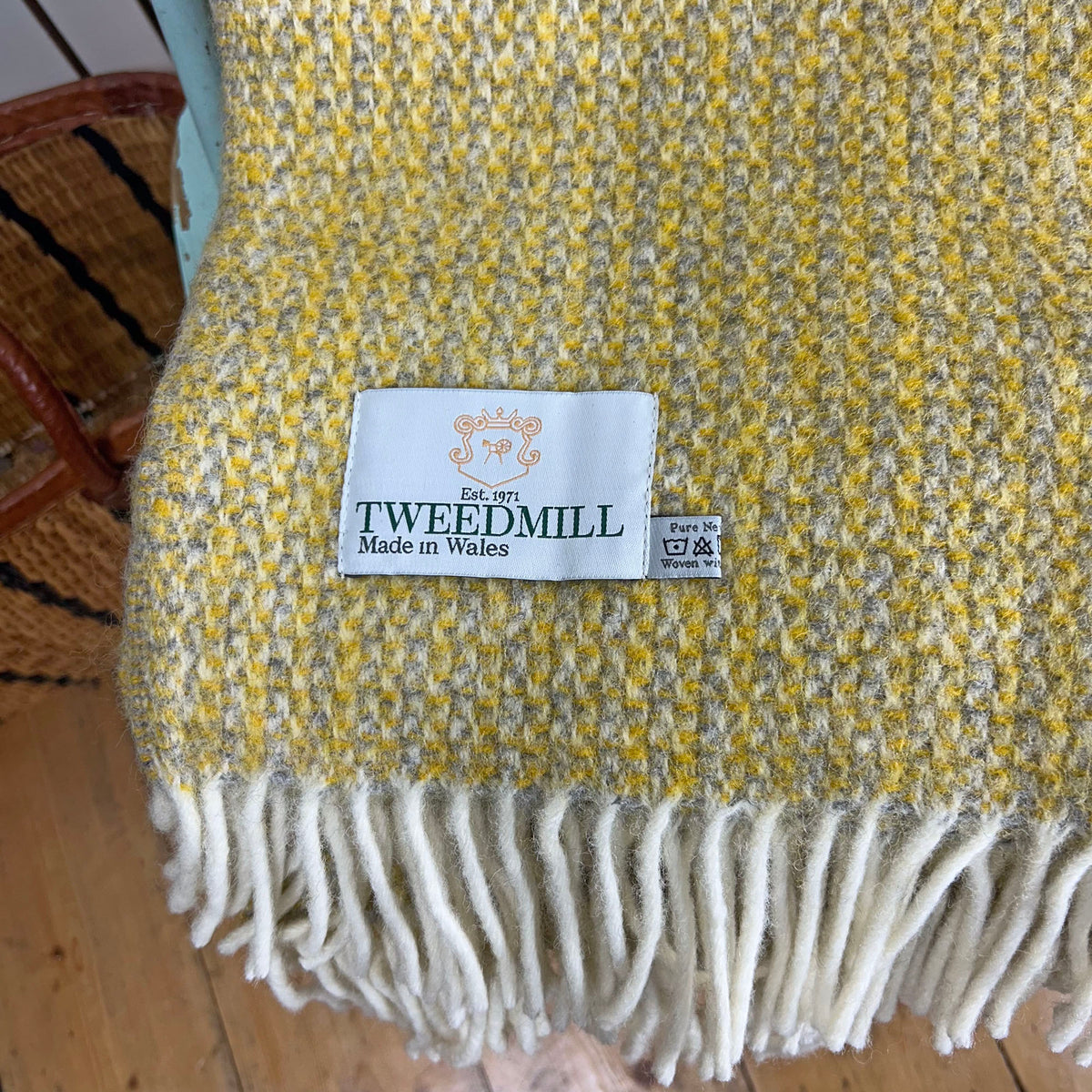 Throw / Blanket - New Wool - Tweedmill Illusion - Mustard Yellow