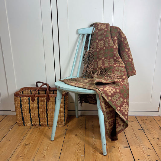 Throw / Blanket - Welsh Tapestry / Carthen Ysgafn - Caernarfon - 100% Wool - Chestnut Brown